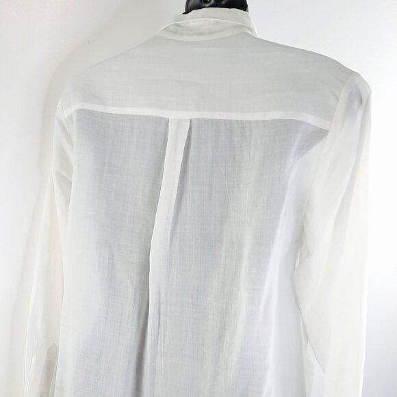 Large Bohemian Long Sleeve Button Up 100% Cotton / Linen Summer Tunic Blouse - Picture 9 of 12